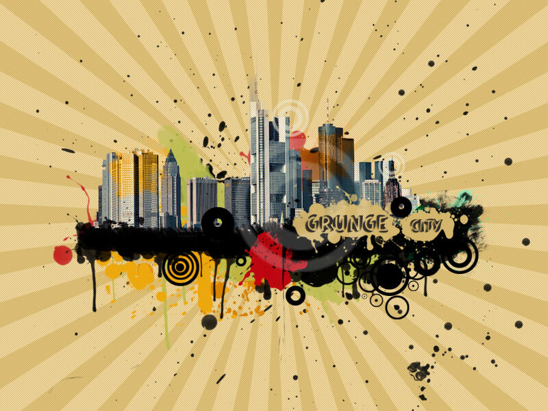 grunge city skyline art