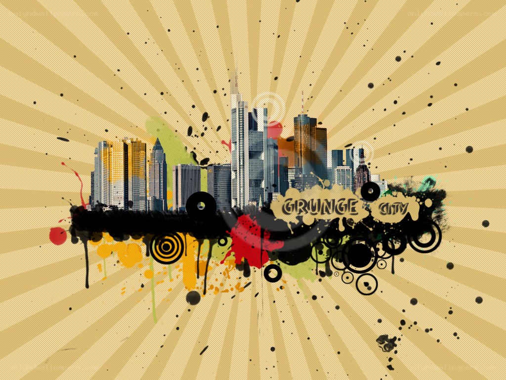 grunge city skyline art