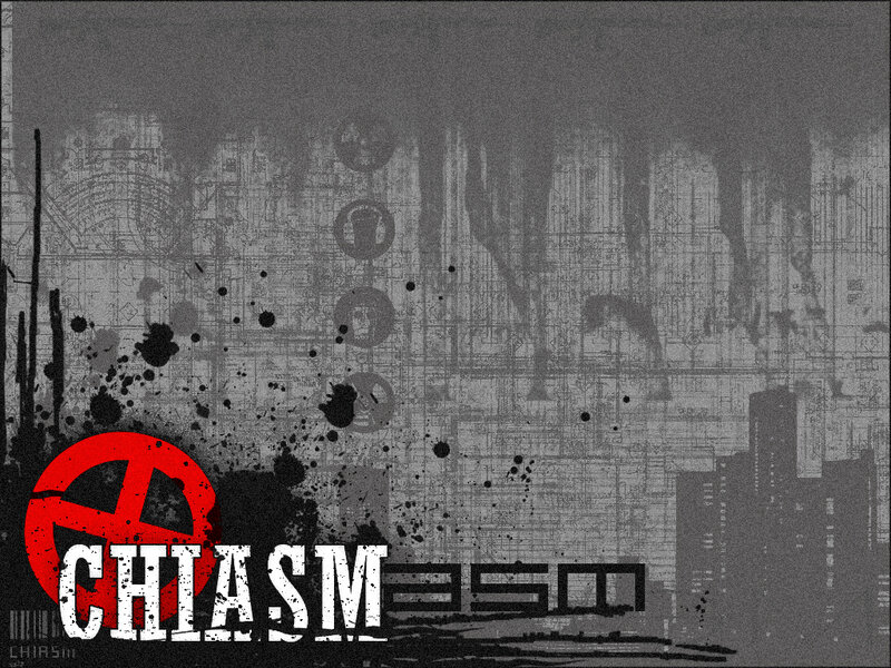 grunge cityscape with anti-war symbol