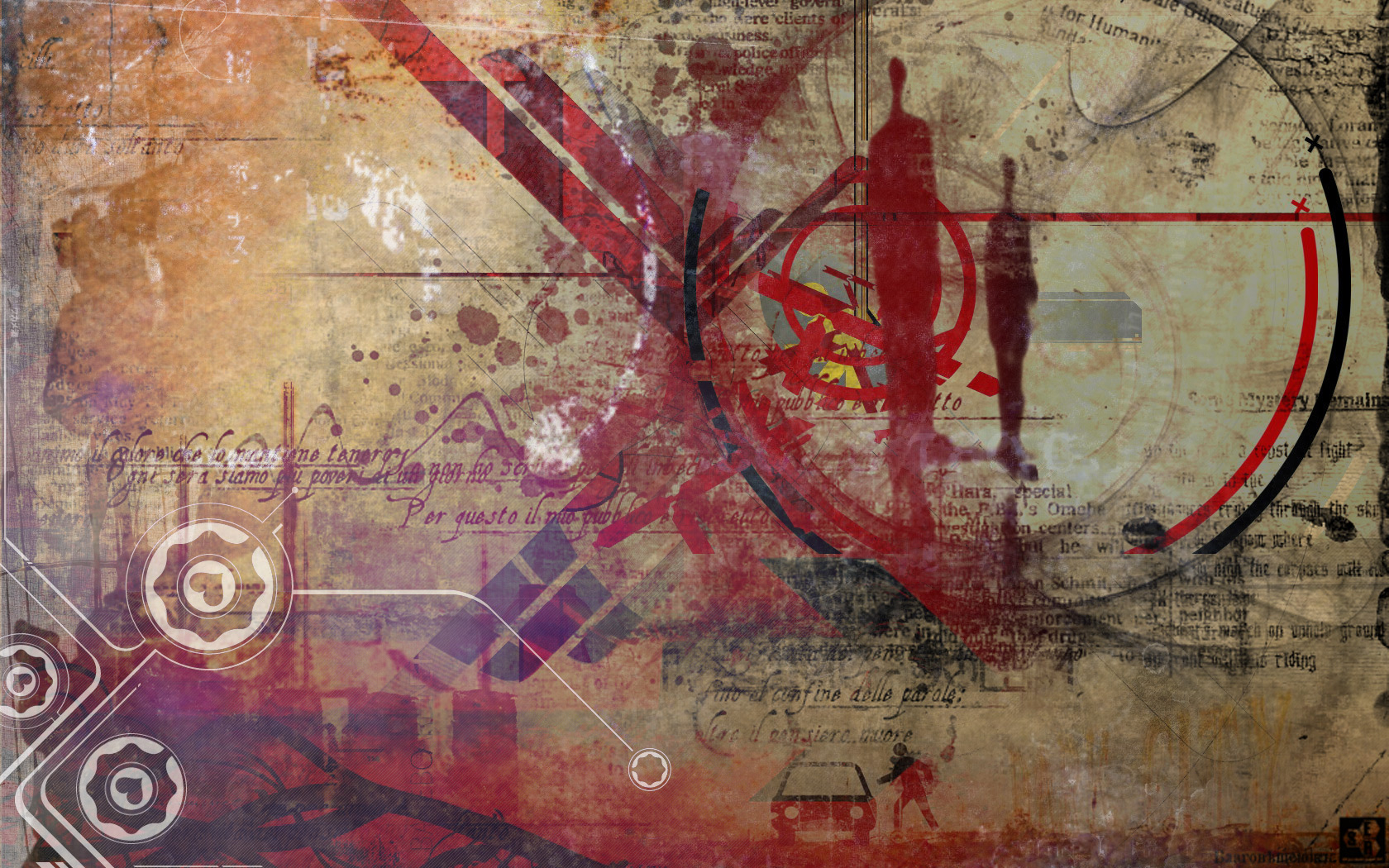grunge collage with silhouettes