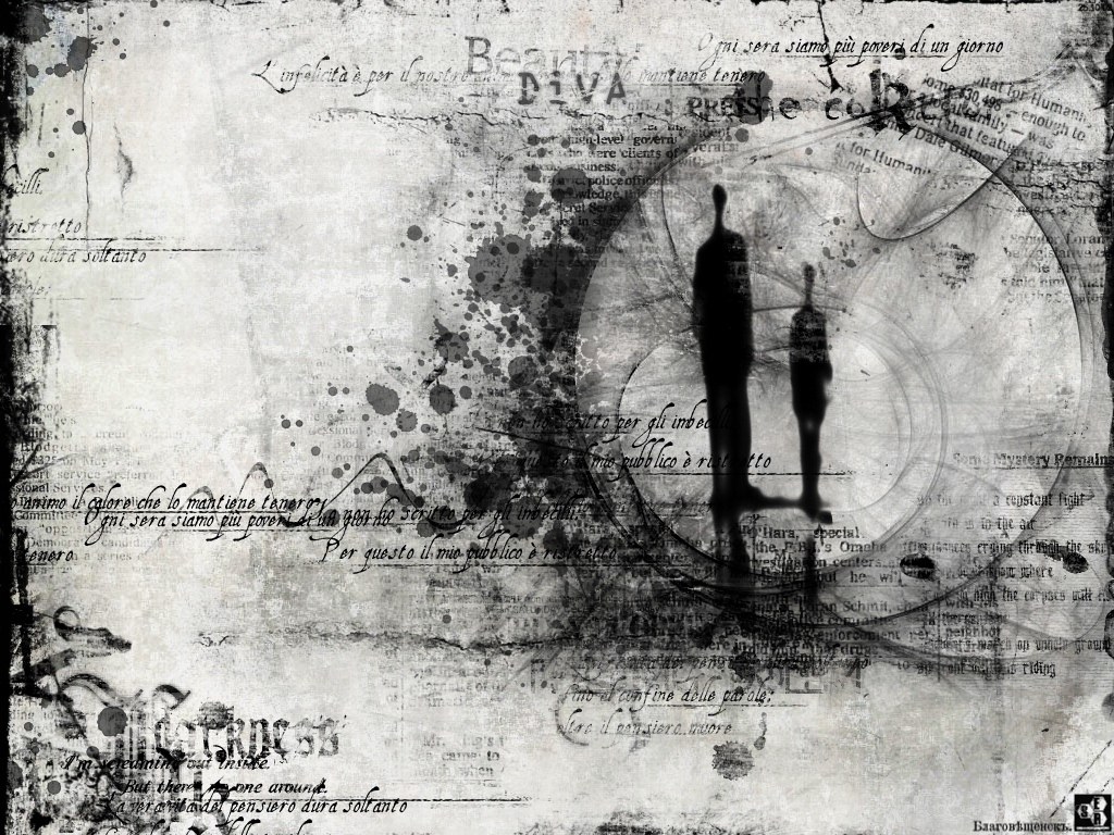 grunge collage with text and silhouettes