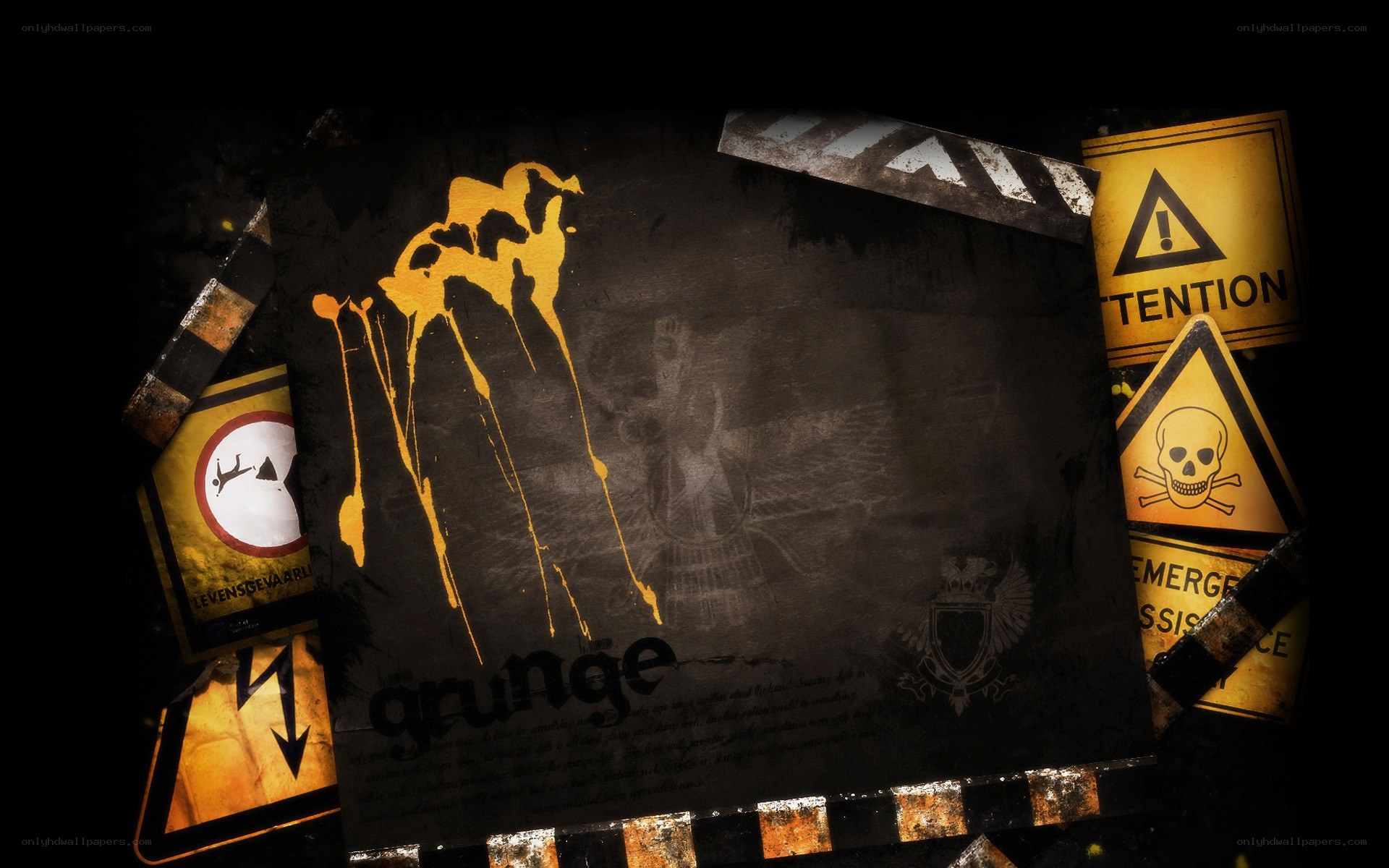grunge collage with warning signs