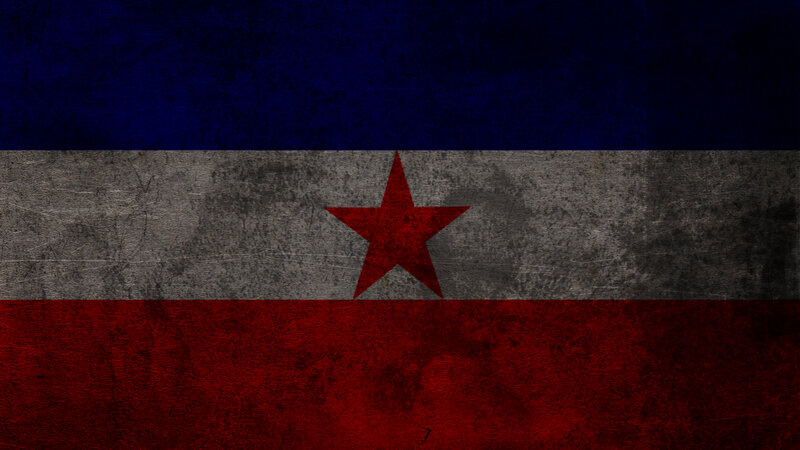 grunge flag with red star