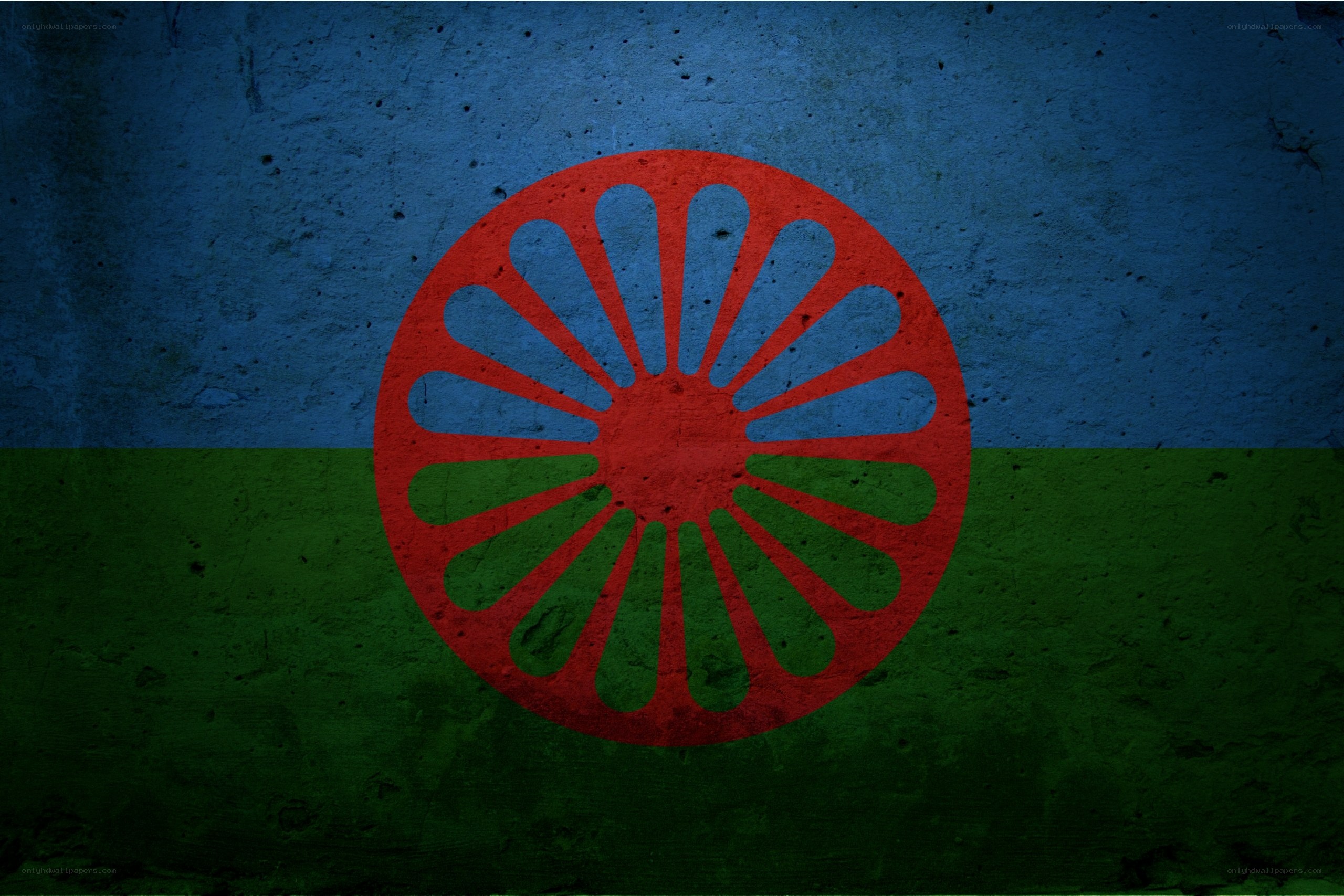 grunge flag with red wheel