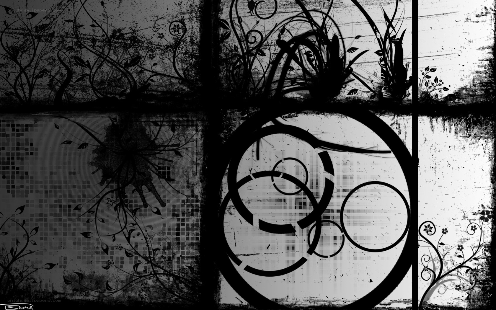 grunge floral abstract design