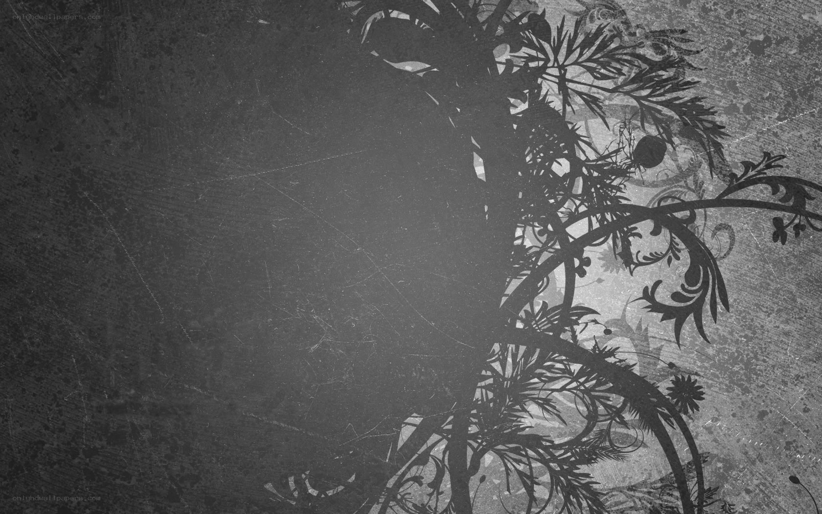 grunge floral silhouette