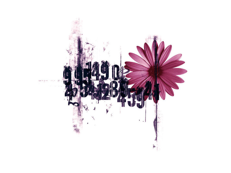 grunge flower with numbers