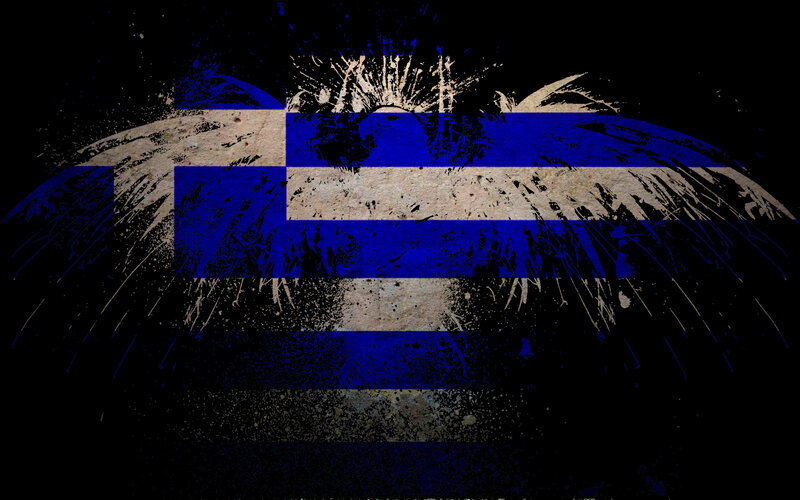 grunge greek flag with eagle