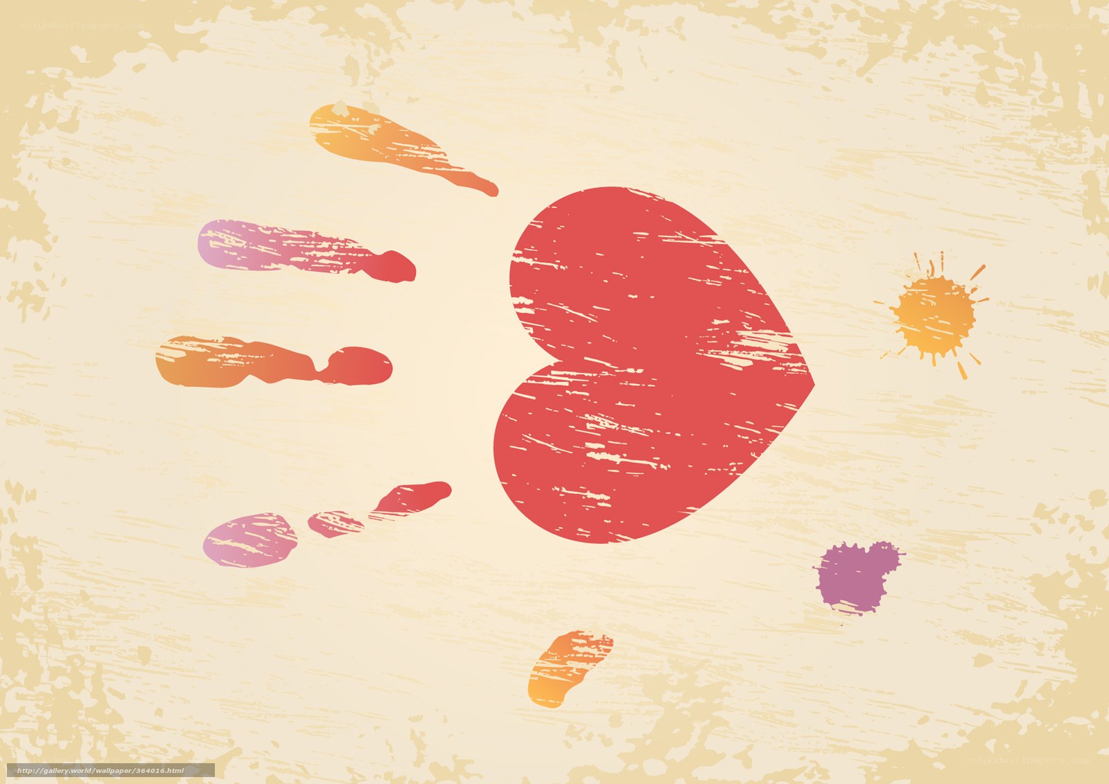 grunge heart and handprints