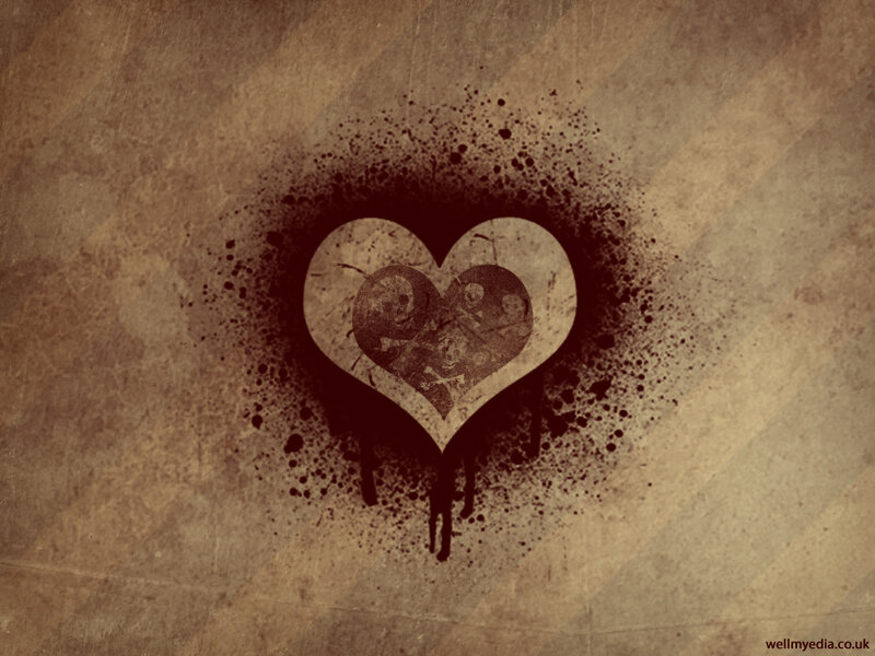 grunge heart with skulls