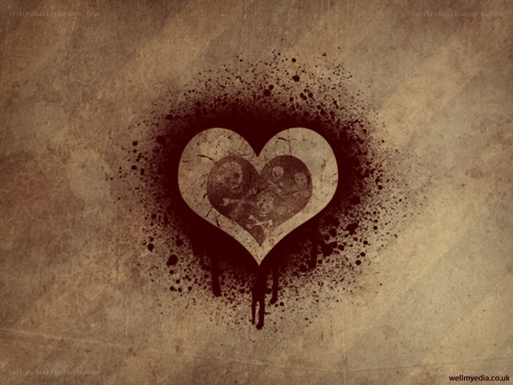 grunge heart with skulls