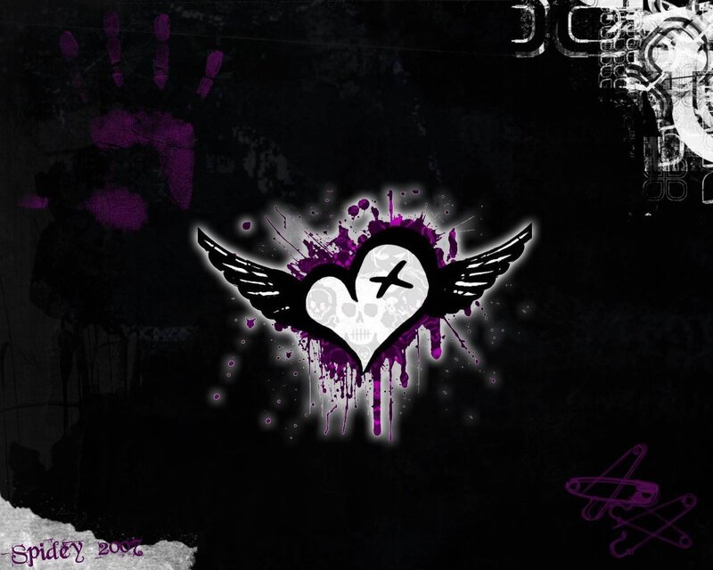 grunge heart with wings