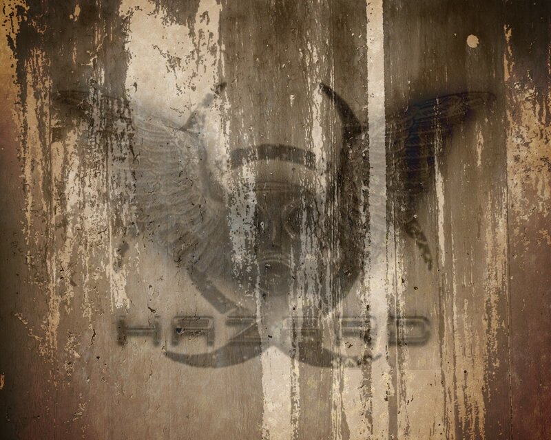grunge logo on weathered wall