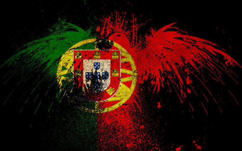grunge portugal flag with eagle