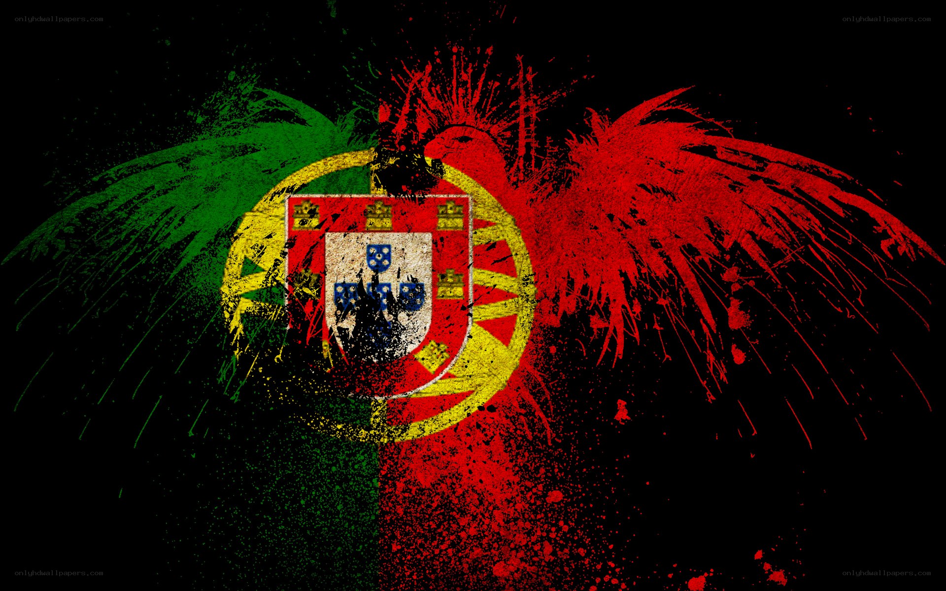 grunge portugal flag with eagle