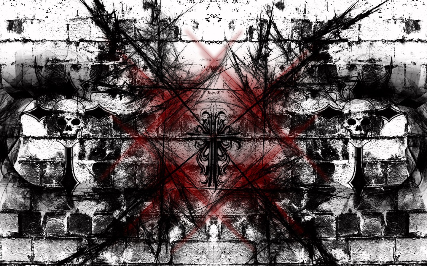 grunge skull and cross design