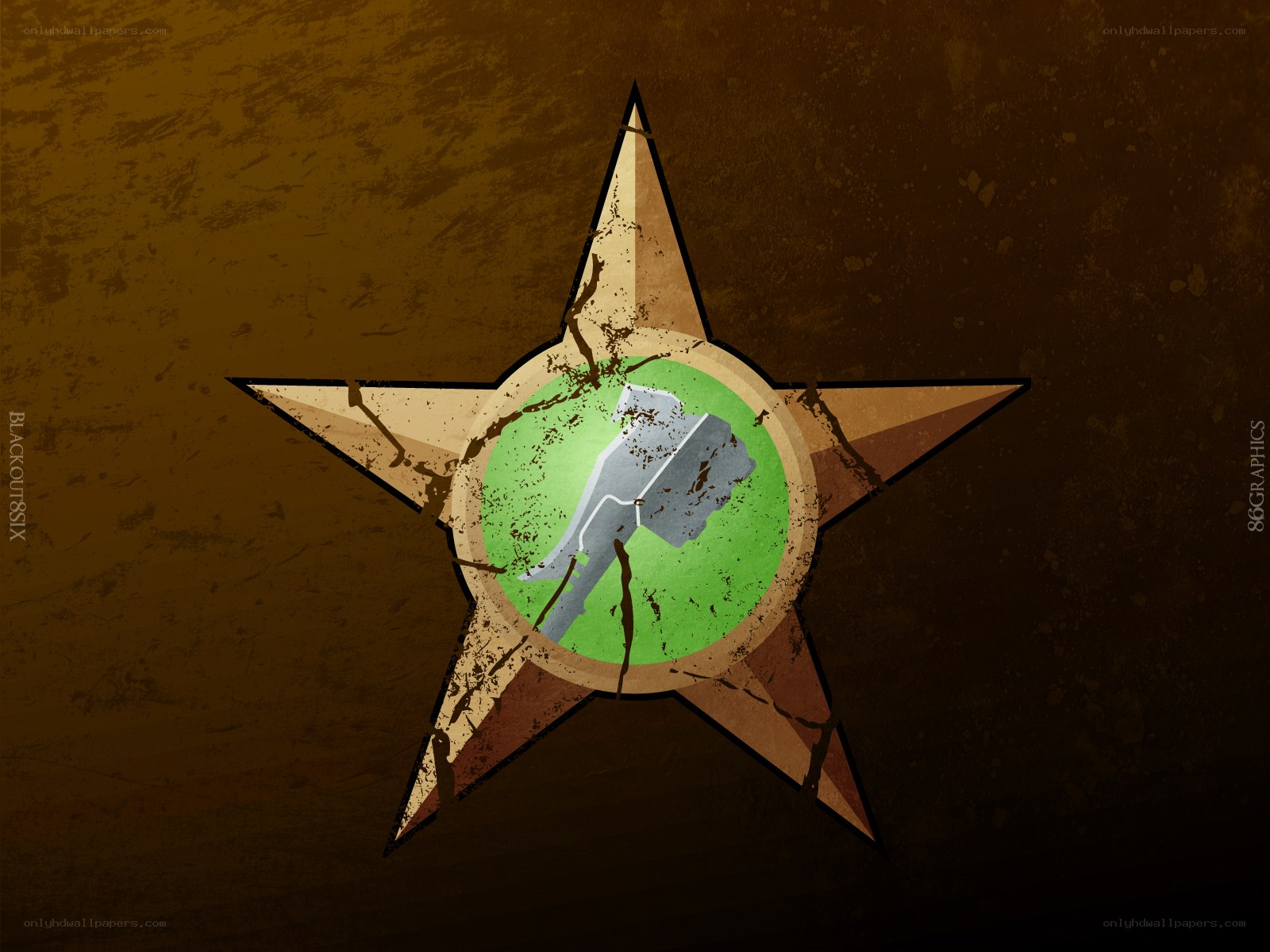 grunge star emblem with map