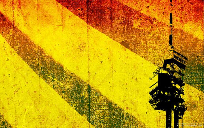 grunge-style tower artwork