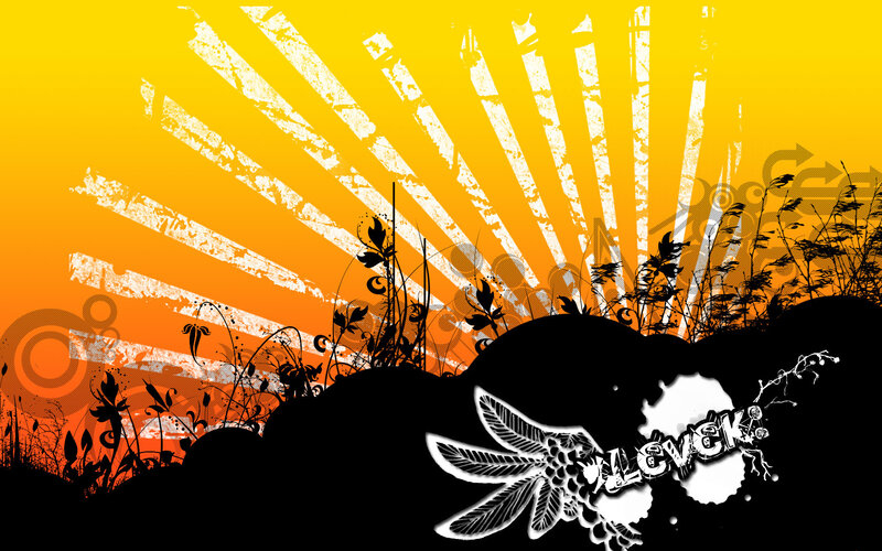 grunge sunburst with floral design