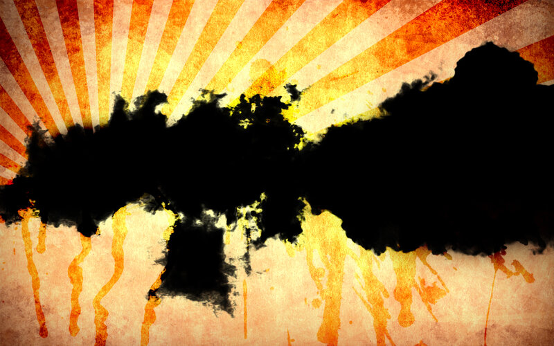 grunge sunburst with ink splatter