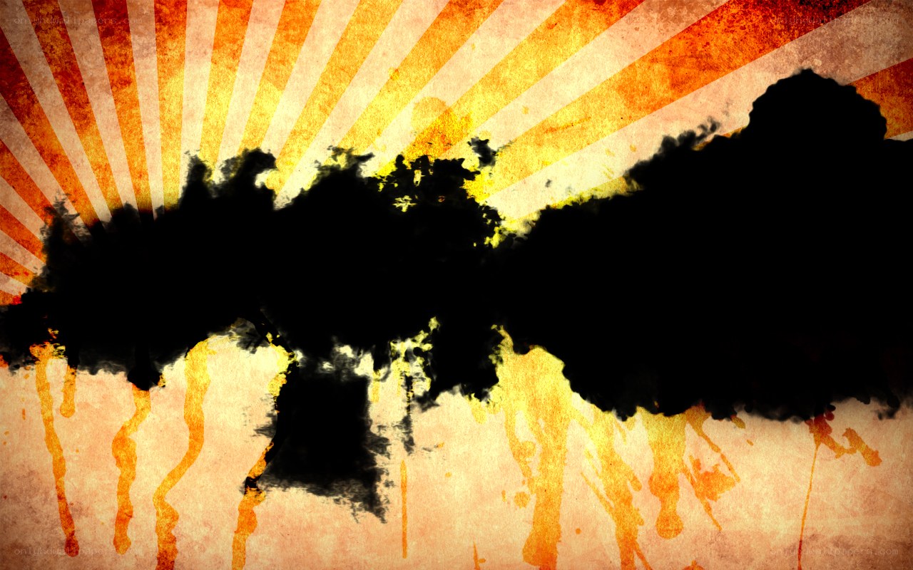 grunge sunburst with ink splatter