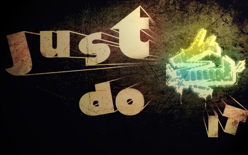 grunge text art with 'just do it'