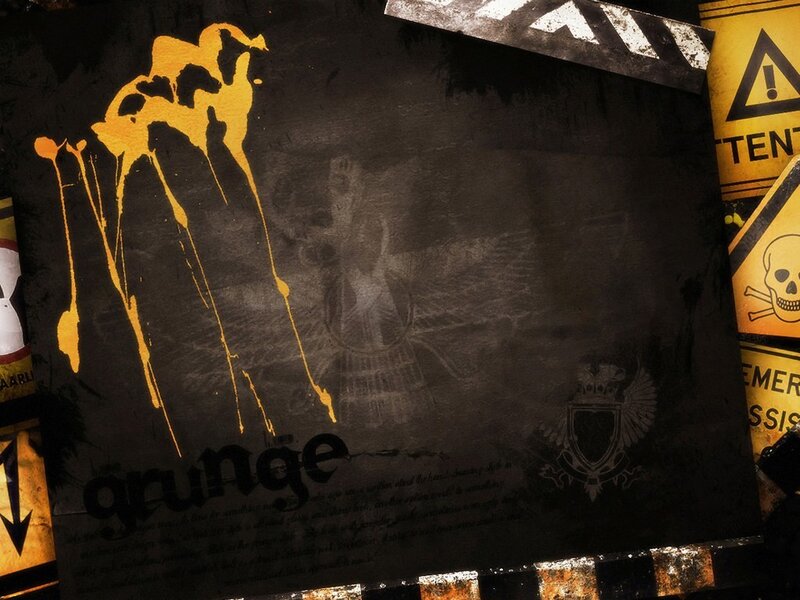 grunge-themed warning collage