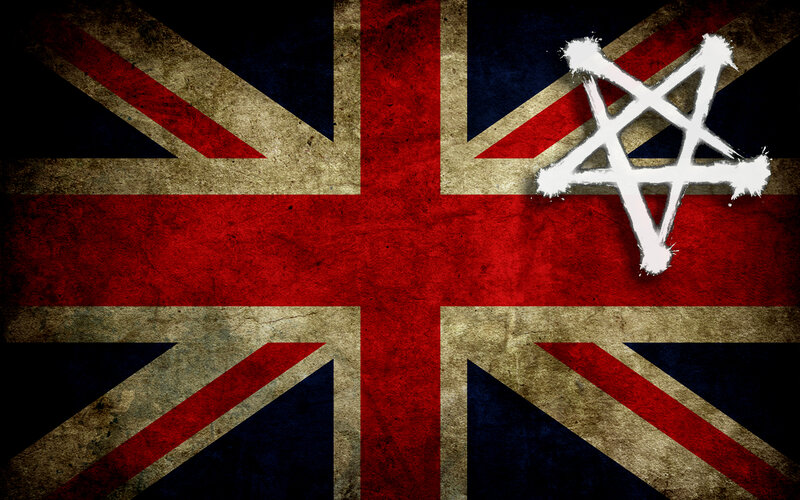grunge union jack with pentagram