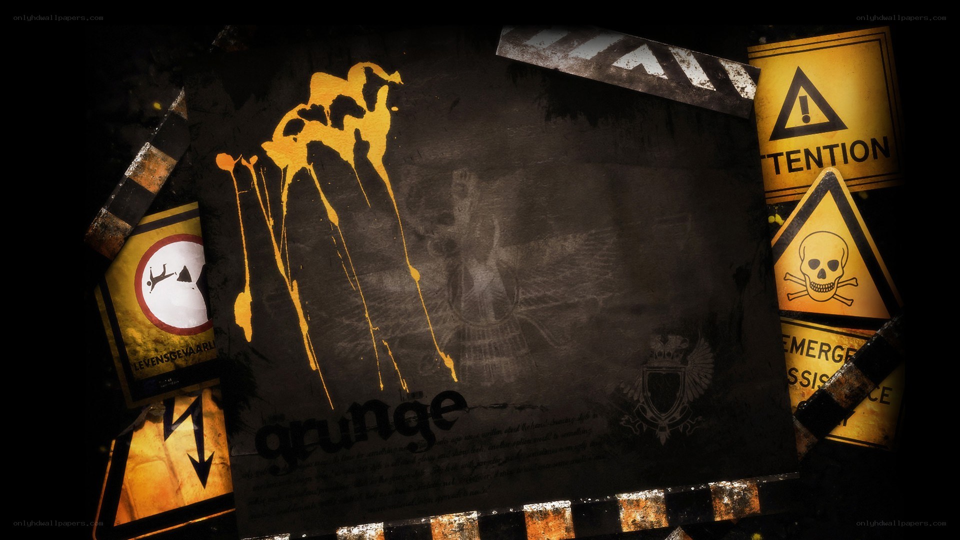 grunge warning signs collage