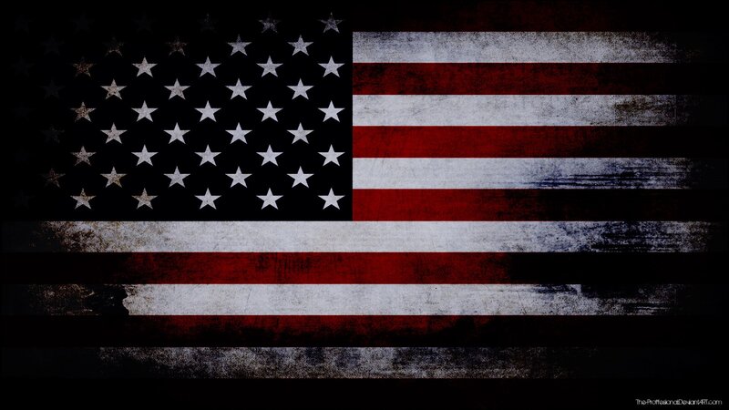 Grungy American Flag — Black, Dramatic