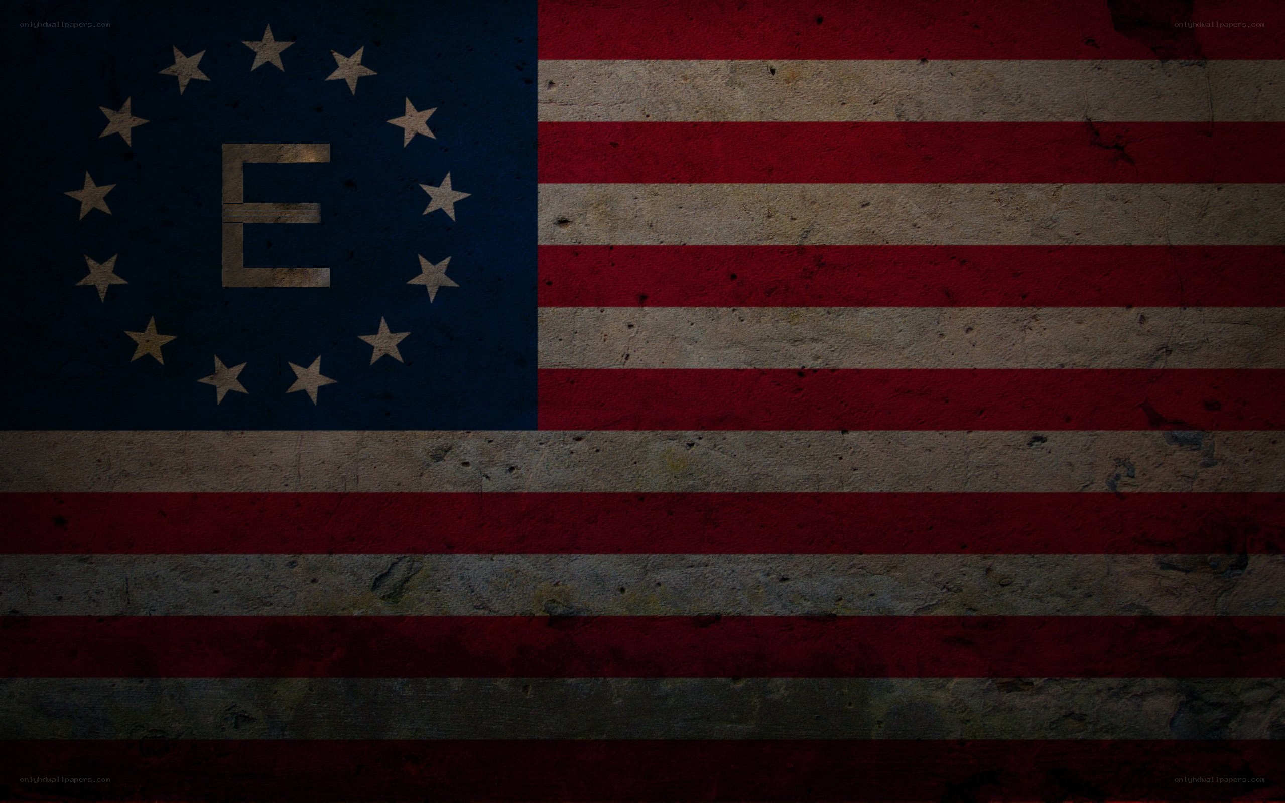 grungy american flag with letter E