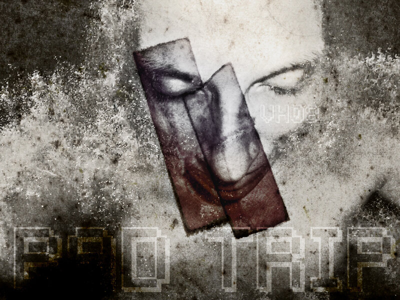 grungy face collage art