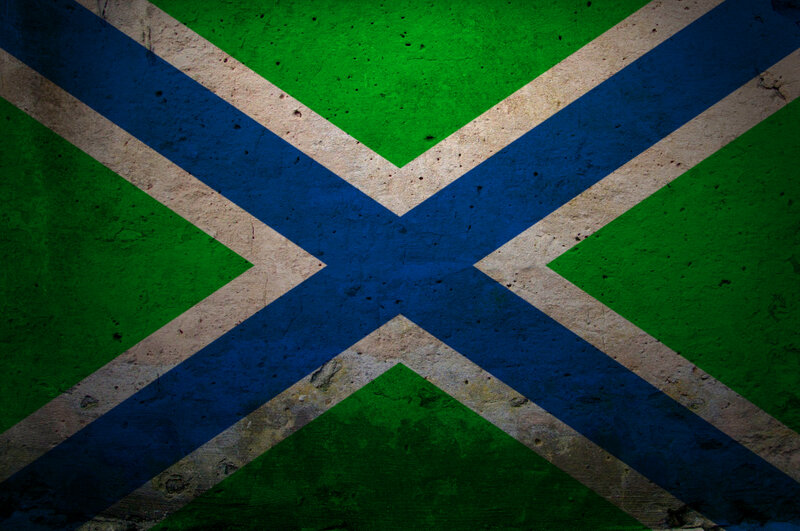 grungy flag with green and blue cross