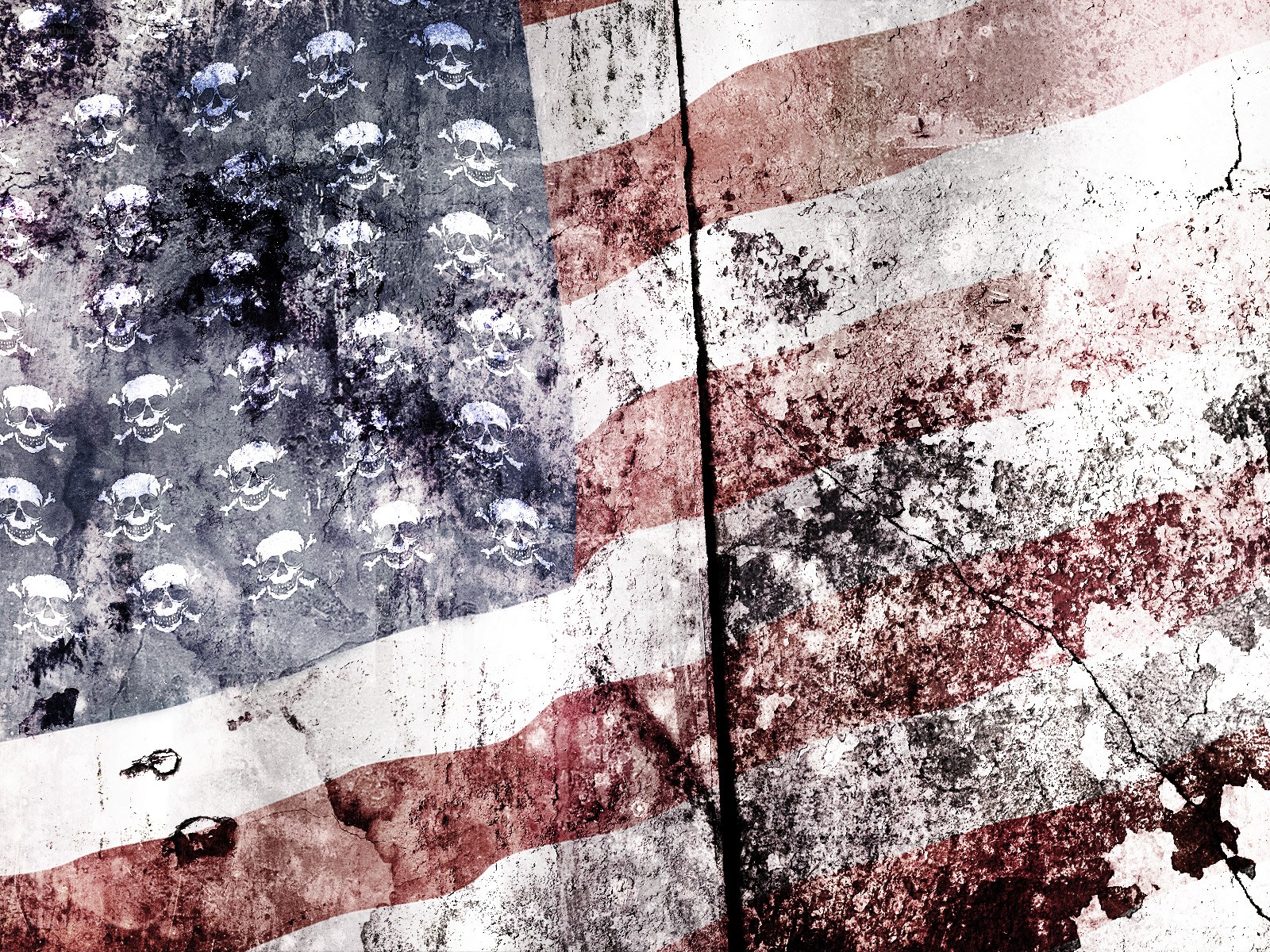grungy flag with skulls
