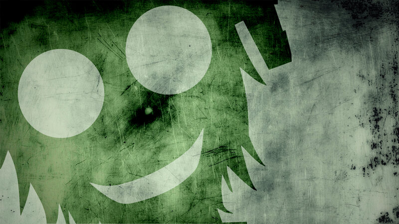 grungy green monster face