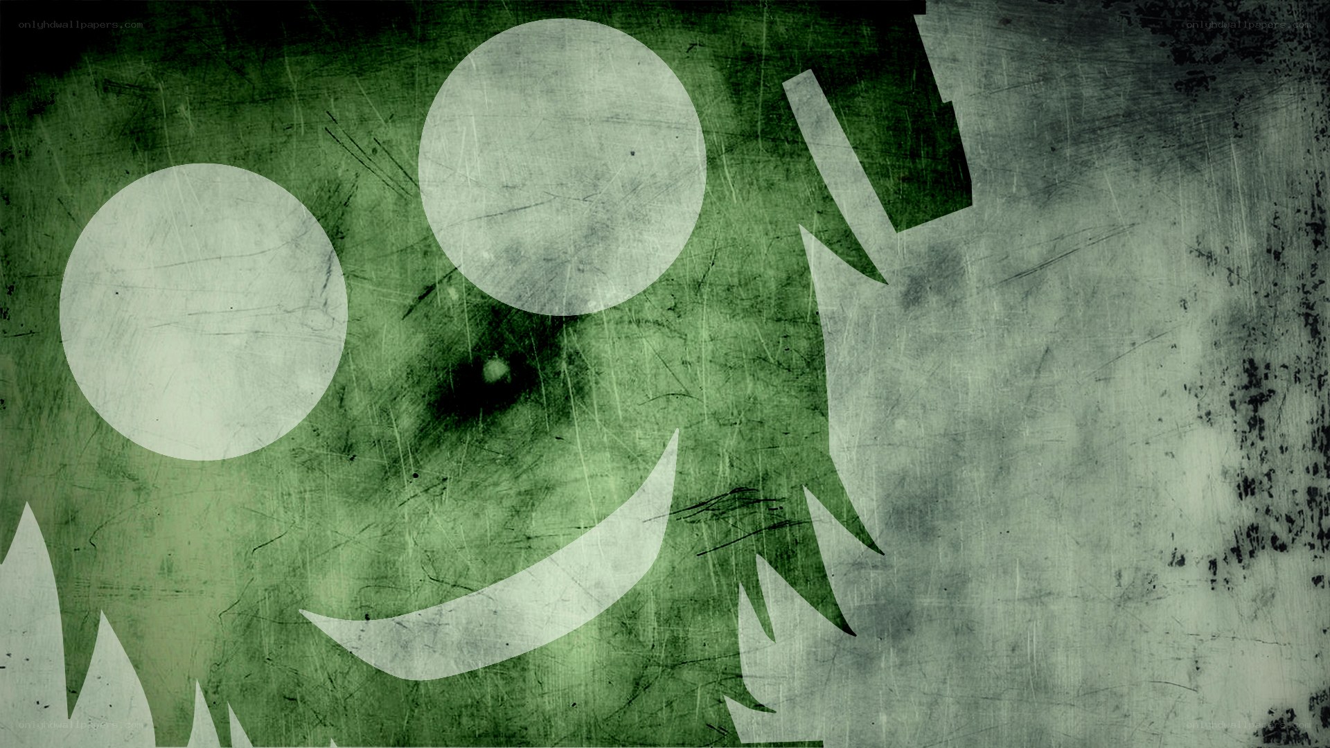 grungy green monster face