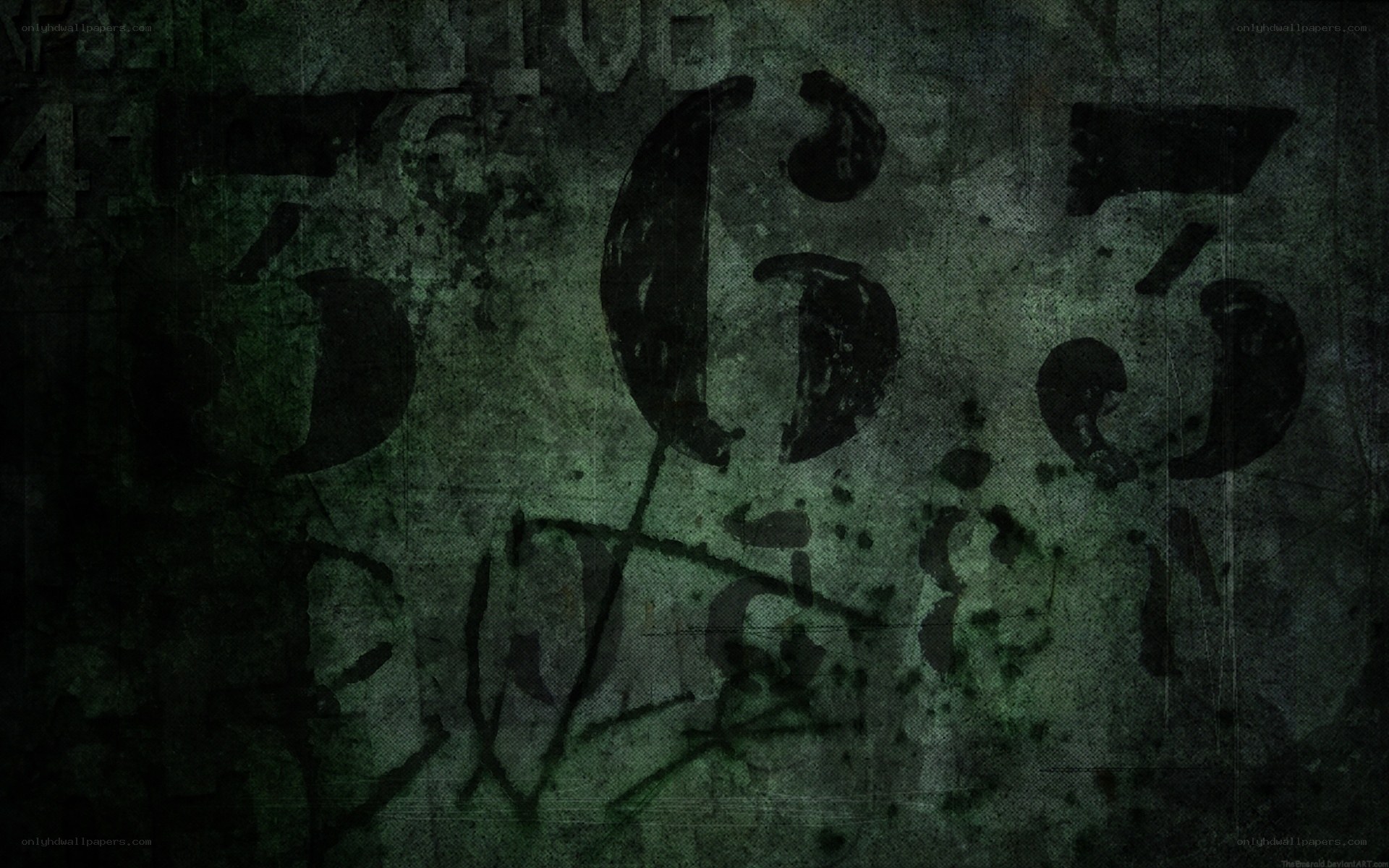 grungy green number art