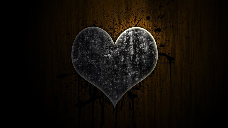 grungy heart on wood