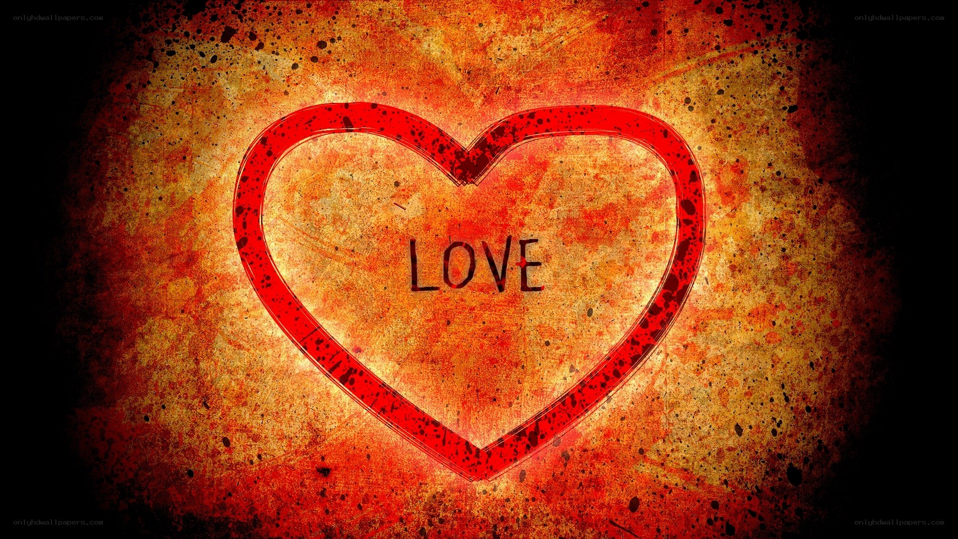grungy heart with love text