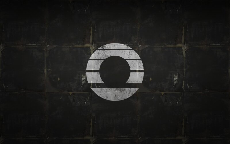 grungy logo on dark wall