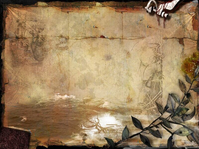 grungy parchment with blood and branch