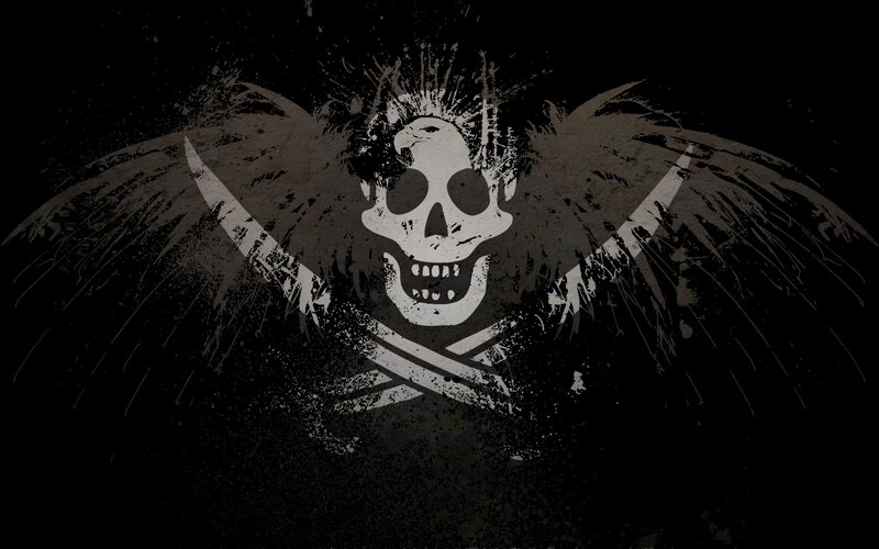 grungy pirate skull and swords
