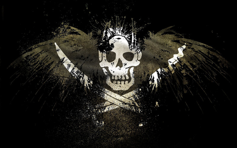 grungy pirate skull flag