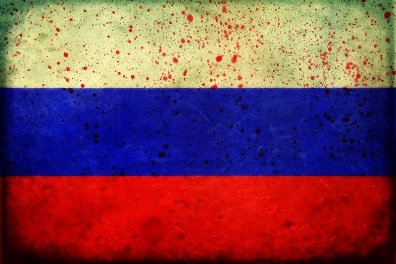 grungy russian flag with splatters