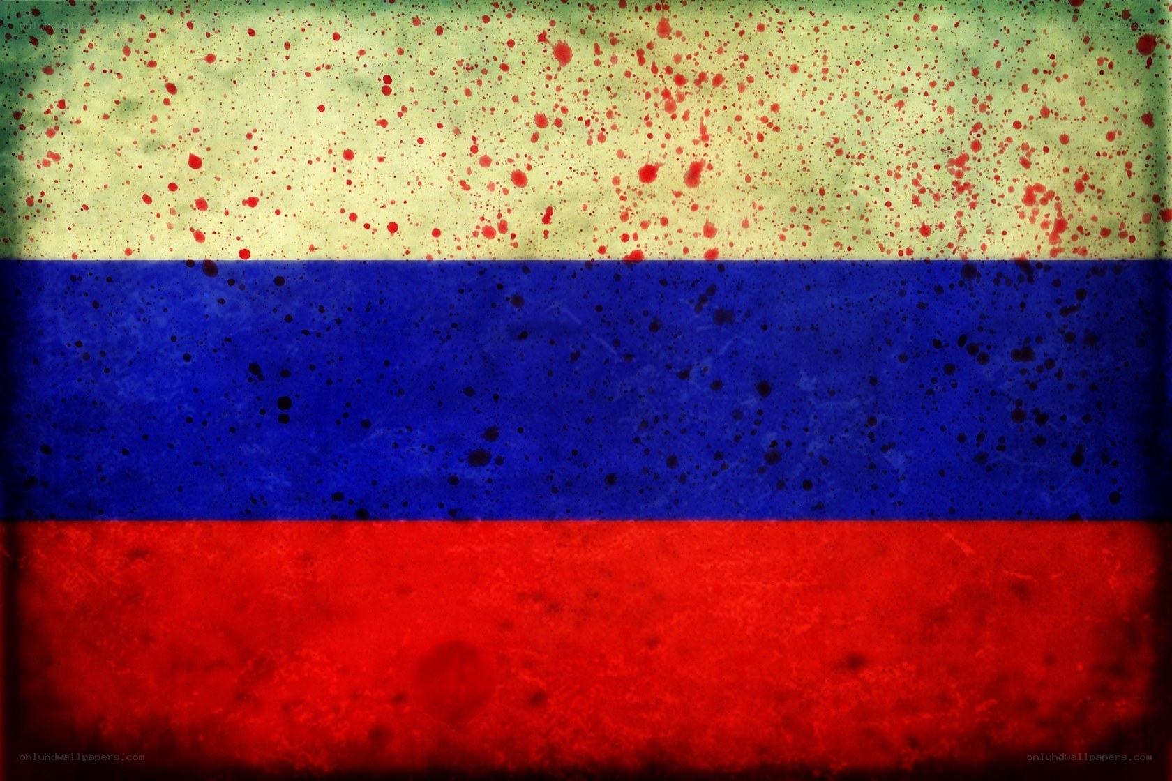 grungy russian flag with splatters