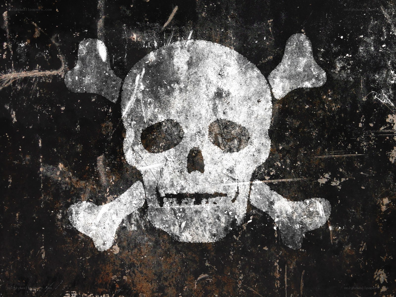 grungy skull and crossbones