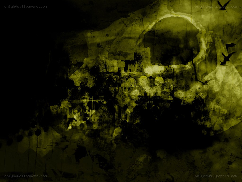 grungy skull with birds