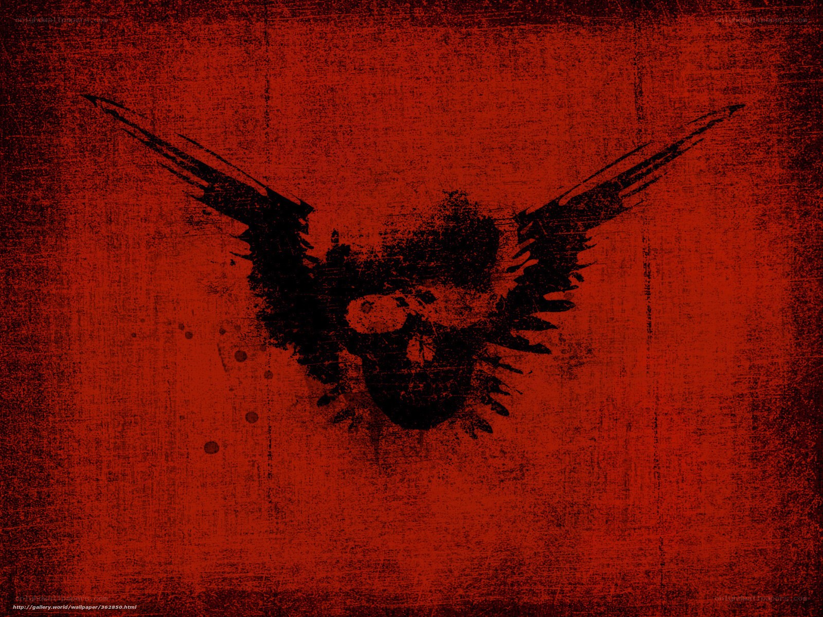 grungy skull with wings