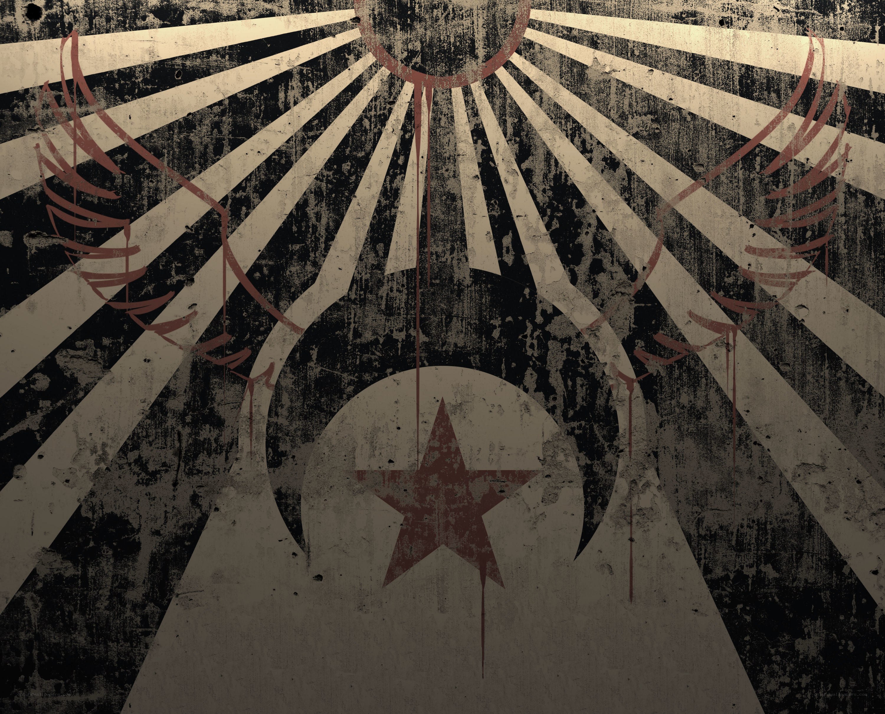 grungy sunburst with star