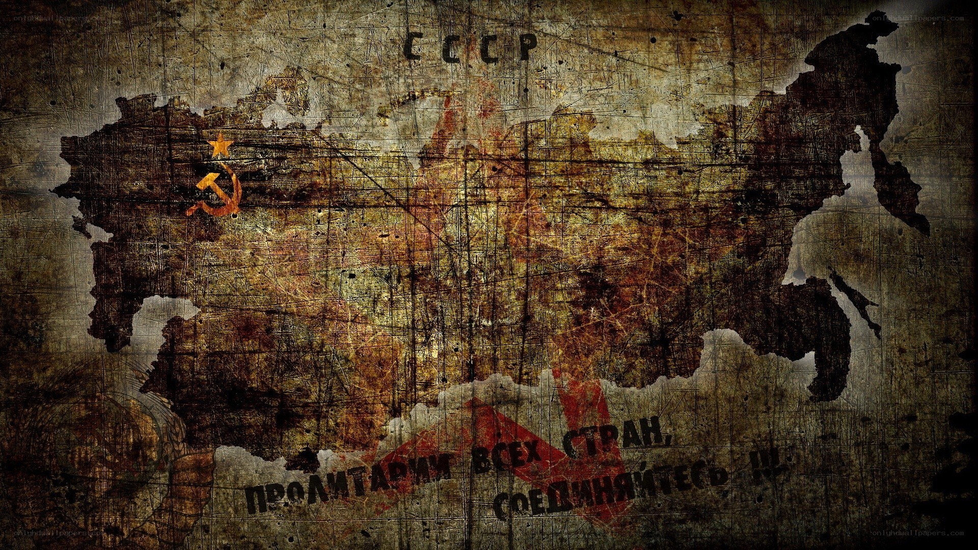 grungy USSR map art